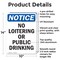 Signmission No Loitering Or Public Drinking OSHA Notice Sign, Aluminum, 10in W x 14in L, 2PK OS-2PACK-NS-A-1014-V-14699 - alternate 4